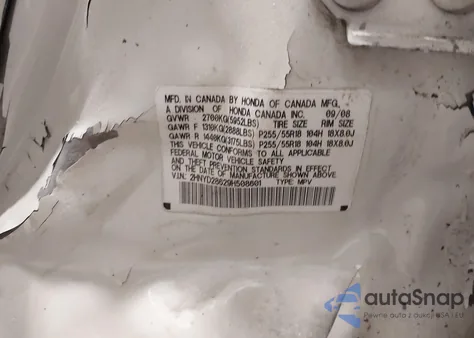 2009 Acura Mdx Technology Package z USA, uszkodzony, nr VIN 2HNYD28629H508601